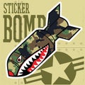 Flying Tiger Shark Mouth P-40  Sticker Vinyl on green  background Vector illustrator Royalty Free Stock Photo