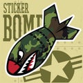 Flying Tiger Shark Mouth P-40  Sticker Vinyl on green  background Vector illustrator Royalty Free Stock Photo