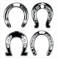 Good Luck Lucky Black Horseshoe Set Vector