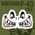 Flying Tigers Warhawk Shark Mouth Sticker Vinyl on green Vector illustrator