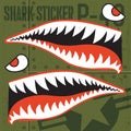 Flying Tigers Warhawk USA Shark Mouth Red Sticker Vinyl on green Vector illustrator