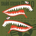 Flying Tigers Warhawk USA Shark Mouth Red Sticker Vinyl on green Vector illustrator