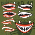 Flying Tigers Warhawk USA Shark Mouth Red Sticker Vinyl on green Vector illustrator