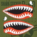 Flying Tigers Warhawk USA Shark Mouth Red Sticker Vinyl on green Vector illustrator