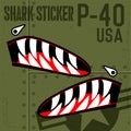 Flying Tigers Warhawk USA Shark Mouth Sticker Vinyl on green Vector illustrator Royalty Free Stock Photo