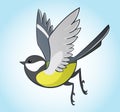 Flying titmouse, cartoon vector illustration Royalty Free Stock Photo