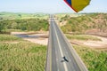 Flying Microlight Aerial Toll Road River Overhead Rural Farmlands