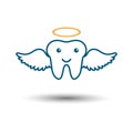 Flying Tooth dental clinic logo with wings vector illustration