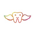 Flying tooth with wings simple vector illustration