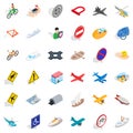 Flying transport icons set, isometric style Royalty Free Stock Photo