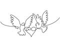 Flying two pigeons with heart logo