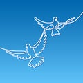 Flying two pigeons logo Royalty Free Stock Photo