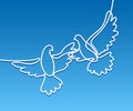 Flying two pigeons logo Royalty Free Stock Photo