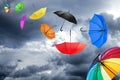 Flying umbrellas Royalty Free Stock Photo