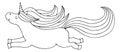 Flying unicorn line icon. Funny magic character