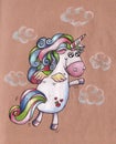 Flying unicorn. Raster postcard-illustration