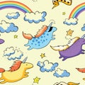 Flying unicorns and rainbow