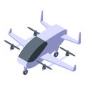 Flying unmanned taxi icon, isometric style