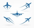 Flying up airplane icons Royalty Free Stock Photo