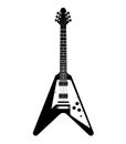 Flying V Electric Guitar Silhouette, Electric Guitar Musical Instruments Royalty Free Stock Photo