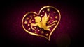 Flying Valentines Love Angel Cupid Heart Gold On Red Shiny Grainy Texture Royalty Free Stock Photo