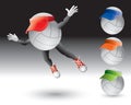 Flying volleyball cartoon character with visor