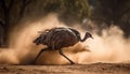 Flying vulture scavenging for food in African landscape at sunset generated by AI
