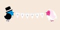 Flying Wedding Birds Groom And Bride Holding Bunting MRS MR