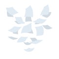 Flying white paper file documents. Left office trash