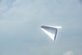 Flying white paper plane sky. Travelling concept Royalty Free Stock Photo