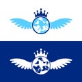 Flying wings and globe icon design