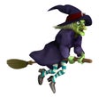 Flying witch on a broom Royalty Free Stock Photo