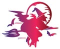 Flying witch silhouette Royalty Free Stock Photo
