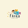 Flying young fairy logo mascot cartoon vector template