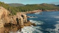 Flyover Acadia shore in Maine