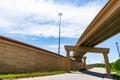 flyover architecture of transport system. bridge overpass on highway. structural overpass. Roadway structure expansion