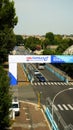 Flyover with logos, during the preparation of the route for the E-prix 2023, the Formula-E race