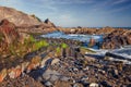 Flysch on the beach Saturraran, Mutriku, spain Royalty Free Stock Photo