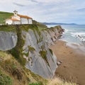 Flysch Rock formations on the Basque Coast. Zumaia, Gipuzkoa, Spain Royalty Free Stock Photo