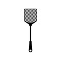 Flyswatter flat icon. Fly swatter. Black silhouette