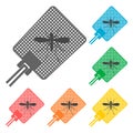 Flyswatter and mosquito icons set