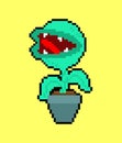 Flytrap pixel art. Flower predator Carnivorous plant in pot. Angry Flowers with Teeth 8 bit Royalty Free Stock Photo