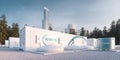 Flywheel energy storage system units designed for city electric supply. 3d rendering