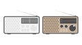 Am fm digital stationary radio receiver with antenna. Simple flat vector illustration. Old vintage broadcast icon