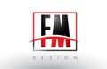 FM F M Logo Letters with Red and Black Colors and Swoosh.