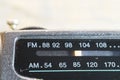 AM FM radio dial with dust and scratches