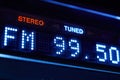 FM tuner radio display. Stereo digital frequency station tuned. Royalty Free Stock Photo