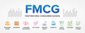 FMCG - Fast-Moving Consumer Goods Examples vector icons set infographics background. Royalty Free Stock Photo