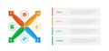 FMEA Failure Mode and Effects Analysis infographics template diagram with arrow x shape with outline circle decoration with 4
