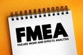 FMEA - Failure Modes and Effects Analysis acronym, business concept for presentations and reports